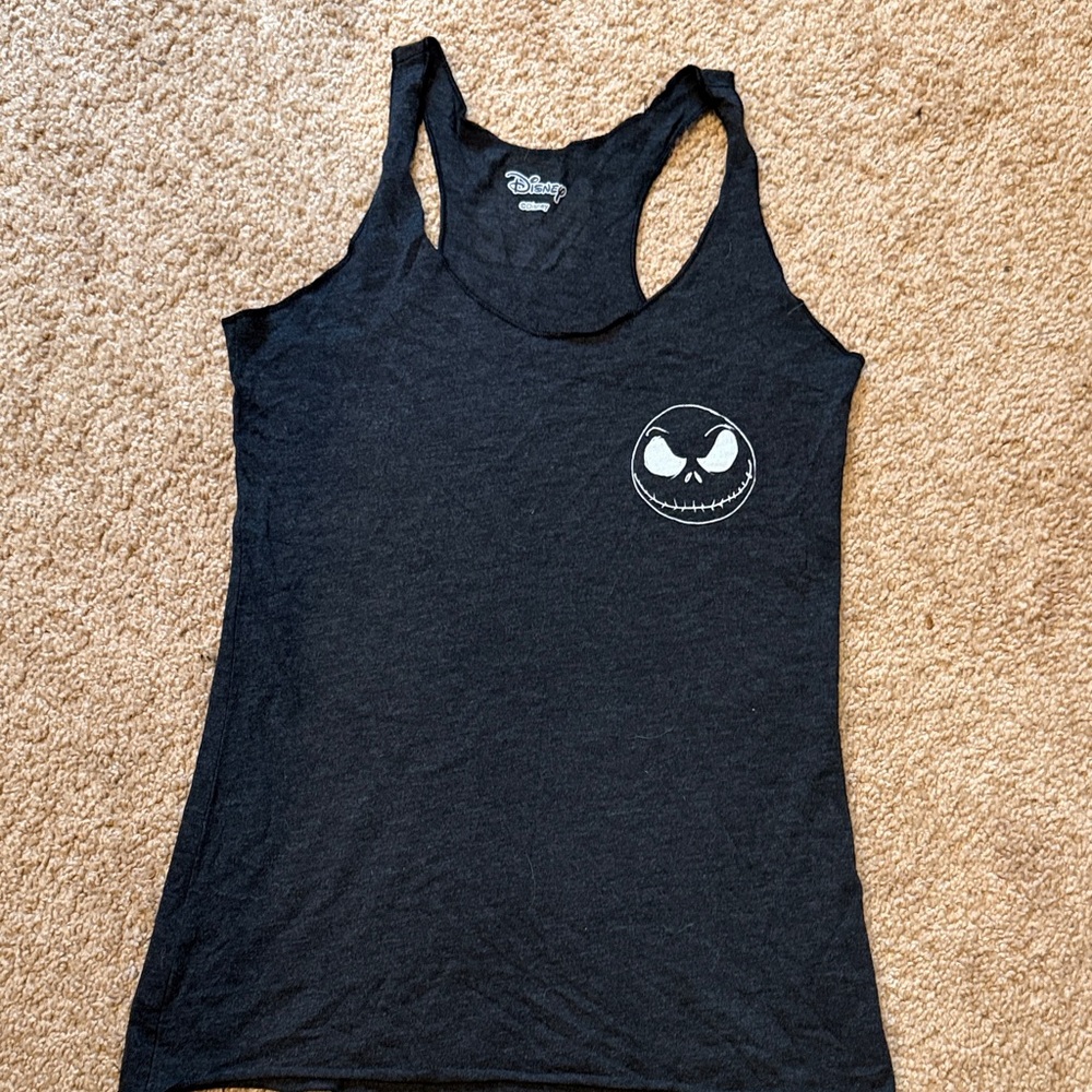 Juniors Disney Black Racerback Tank with Jack Skellington Chest Graphic